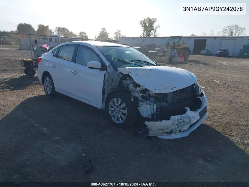 2016 Nissan Sentra Fe+ S/S/Sl/Sr/Sv VIN: 3N1AB7AP9GY242078 Lot: 40627767