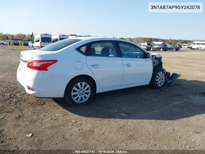 2016 Nissan Sentra Fe+ S/S/Sl/Sr/Sv VIN: 3N1AB7AP9GY242078 Lot: 40627767