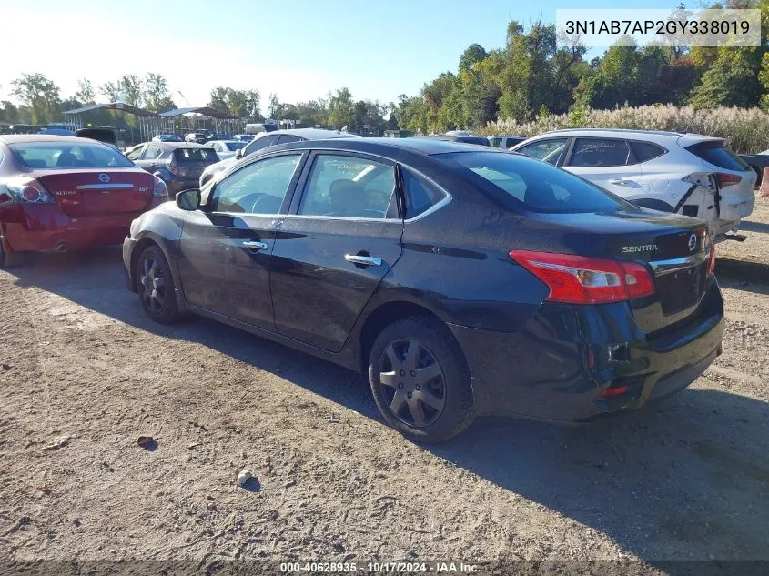 2016 Nissan Sentra S VIN: 3N1AB7AP2GY338019 Lot: 40628935