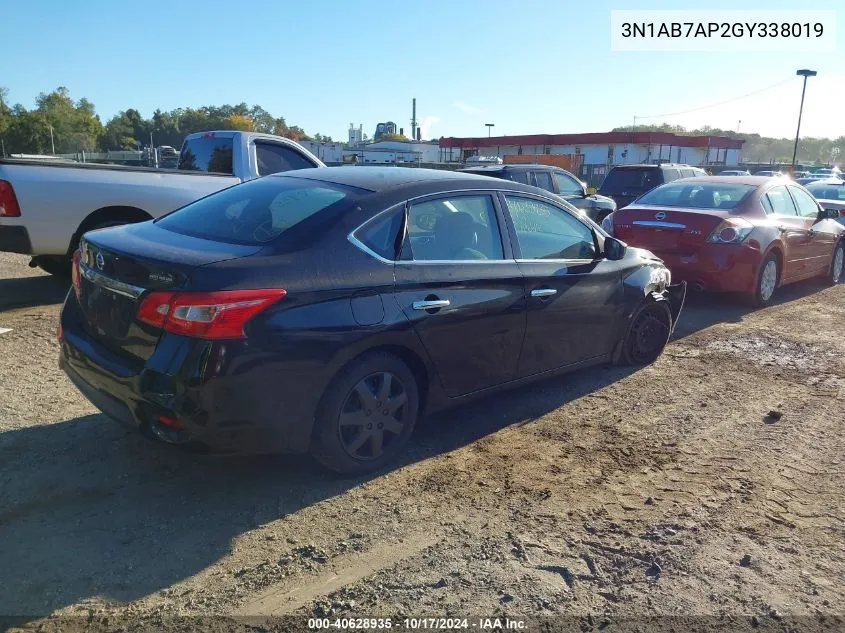 2016 Nissan Sentra S VIN: 3N1AB7AP2GY338019 Lot: 40628935