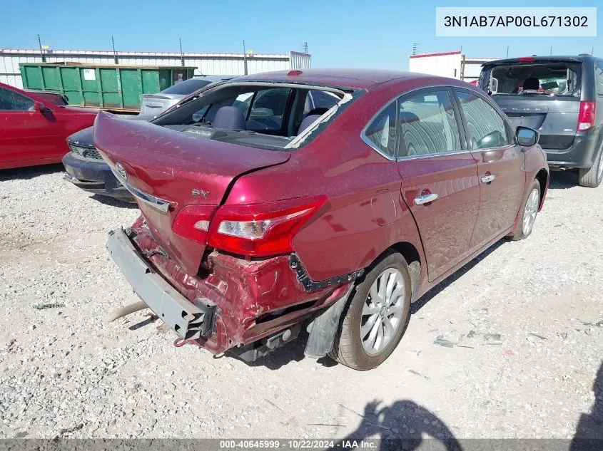 2016 Nissan Sentra Sv VIN: 3N1AB7AP0GL671302 Lot: 40645999