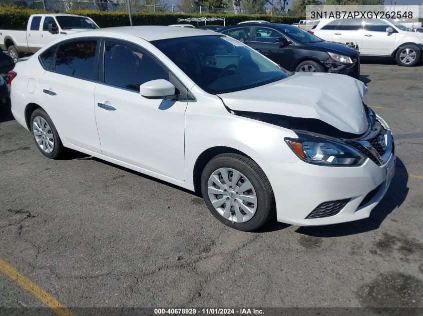 2016 Nissan Sentra Sv VIN: 3N1AB7APXGY262548 Lot: 40678929