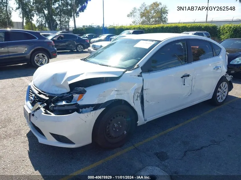 2016 Nissan Sentra Sv VIN: 3N1AB7APXGY262548 Lot: 40678929