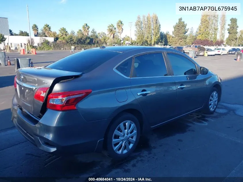 2016 Nissan Sentra Sv VIN: 3N1AB7AP7GL675945 Lot: 40684041