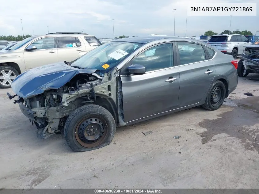 2016 Nissan Sentra Sv VIN: 3N1AB7AP1GY221869 Lot: 40696238