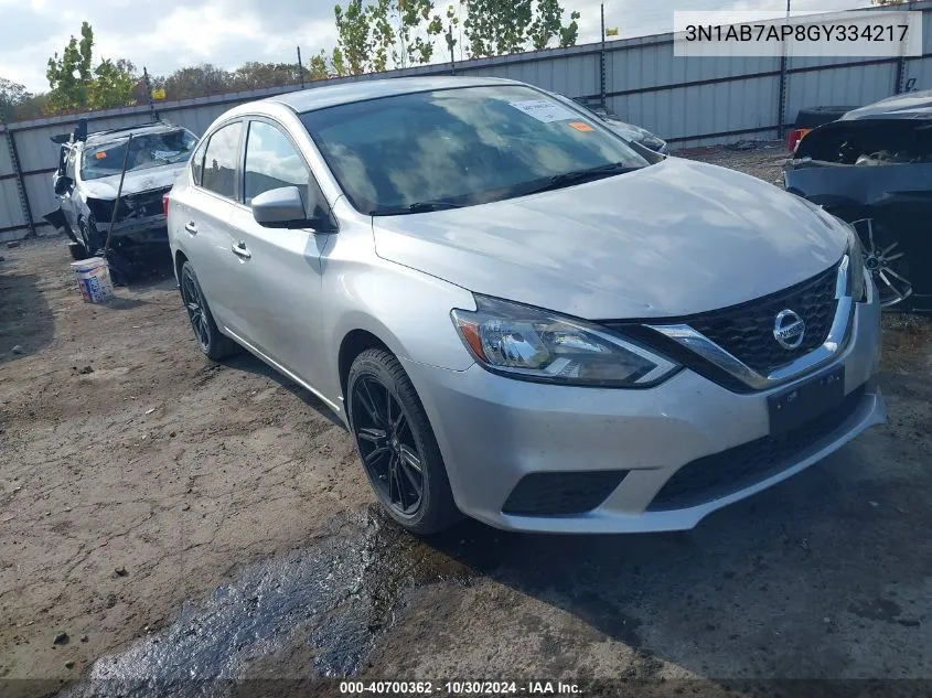 2016 Nissan Sentra S VIN: 3N1AB7AP8GY334217 Lot: 40700362