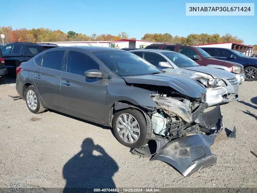 3N1AB7AP3GL671424 2016 Nissan Sentra Sv