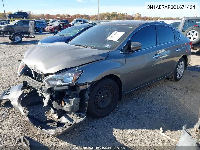 3N1AB7AP3GL671424 2016 Nissan Sentra Sv