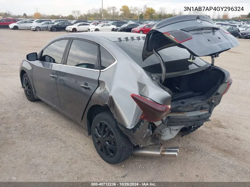 2016 Nissan Sentra Fe+ S VIN: 3N1AB7AP4GY296324 Lot: 40712236