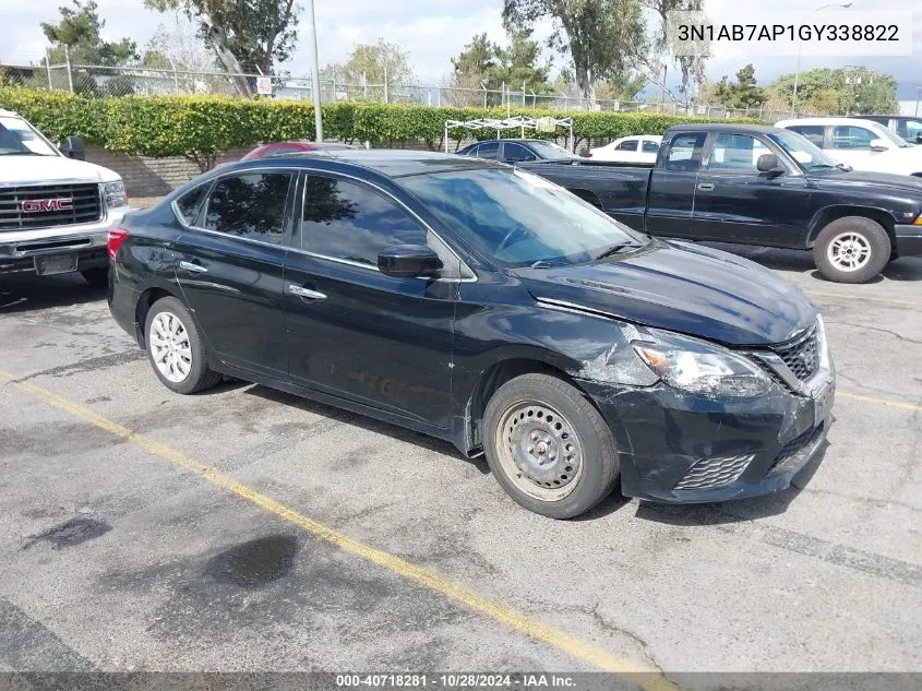 2016 Nissan Sentra Sv VIN: 3N1AB7AP1GY338822 Lot: 40718281