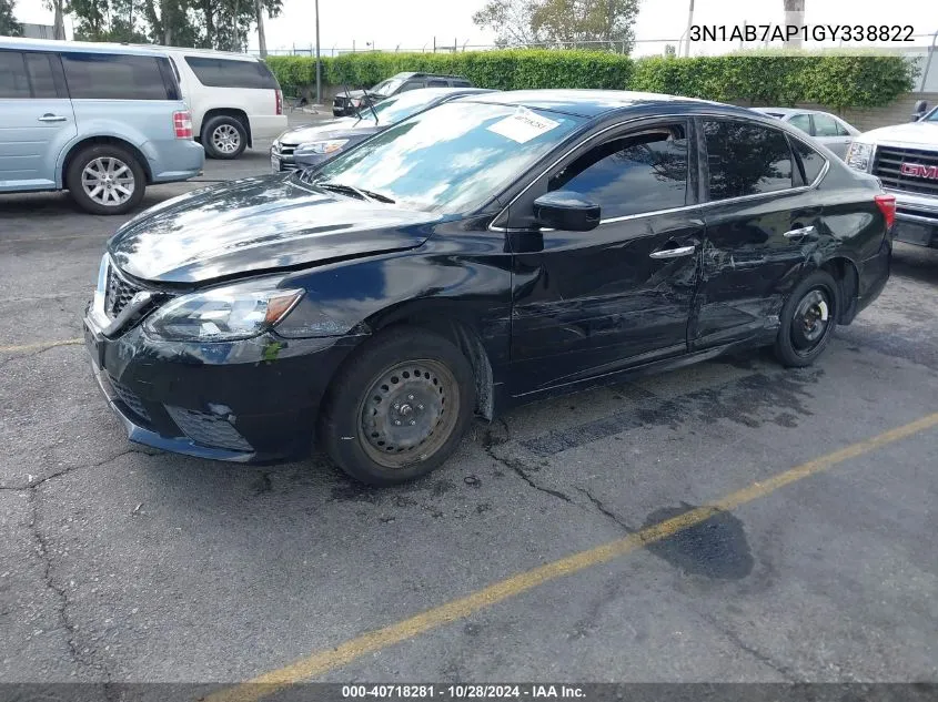 2016 Nissan Sentra Sv VIN: 3N1AB7AP1GY338822 Lot: 40718281