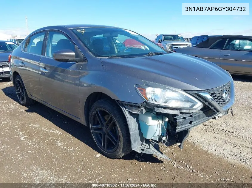 2016 Nissan Sentra Fe+ S/S/Sl/Sr/Sv VIN: 3N1AB7AP6GY304732 Lot: 40718982