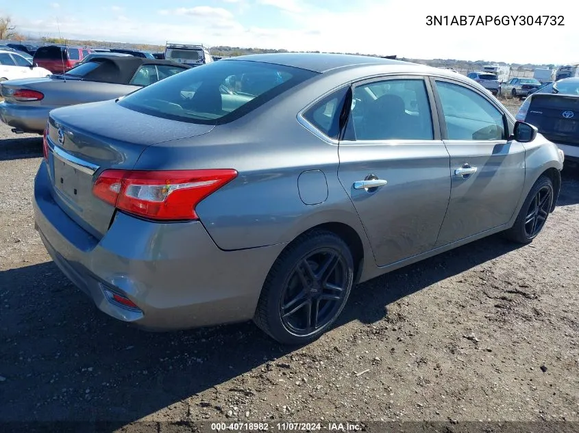 2016 Nissan Sentra Fe+ S/S/Sl/Sr/Sv VIN: 3N1AB7AP6GY304732 Lot: 40718982