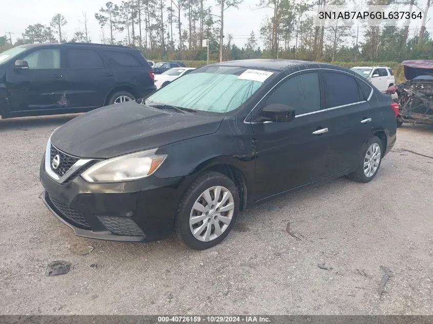 2016 Nissan Sentra Fe+ S/S/Sl/Sr/Sv VIN: 3N1AB7AP6GL637364 Lot: 40726159