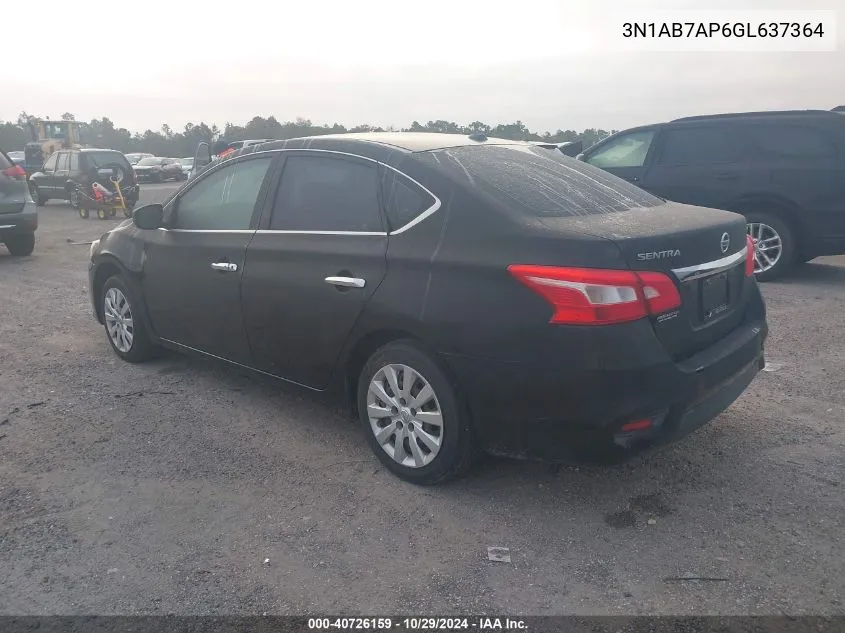 2016 Nissan Sentra Fe+ S/S/Sl/Sr/Sv VIN: 3N1AB7AP6GL637364 Lot: 40726159