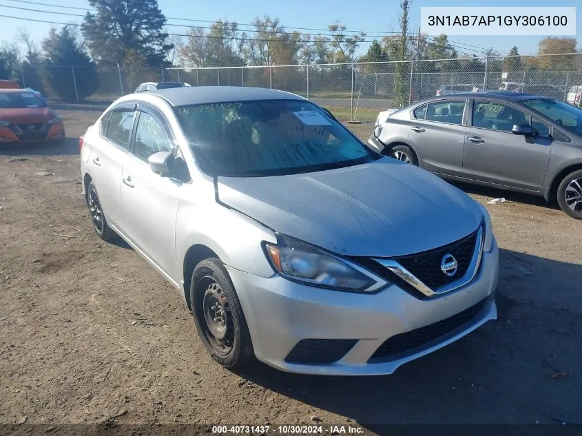 2016 Nissan Sentra S VIN: 3N1AB7AP1GY306100 Lot: 40731437