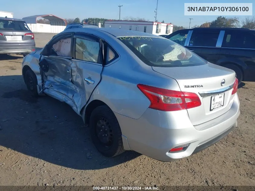 2016 Nissan Sentra S VIN: 3N1AB7AP1GY306100 Lot: 40731437