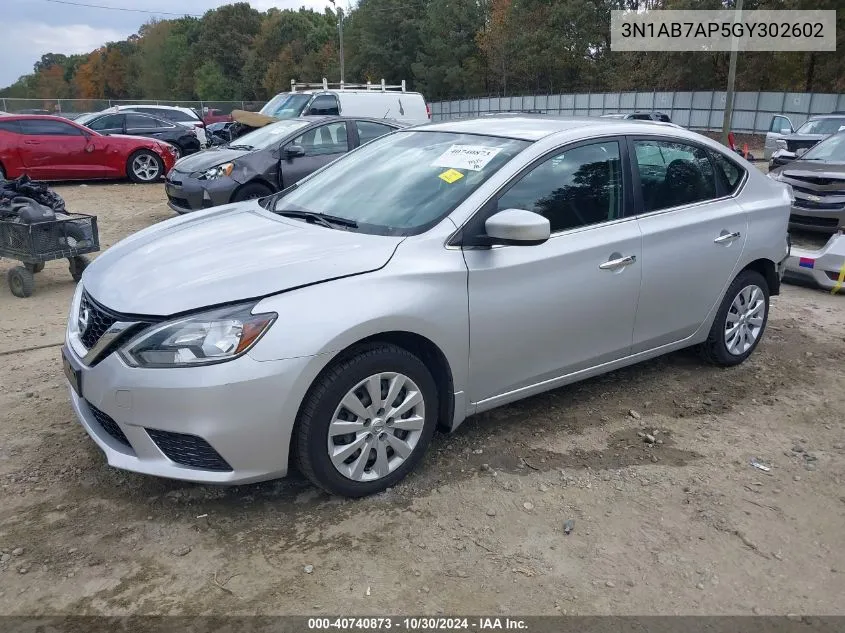 2016 Nissan Sentra S VIN: 3N1AB7AP5GY302602 Lot: 40740873