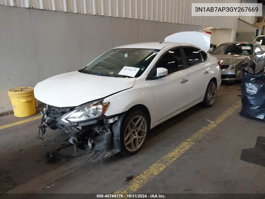 2016 Nissan Sentra Sv VIN: 3N1AB7AP3GY267669 Lot: 40744179