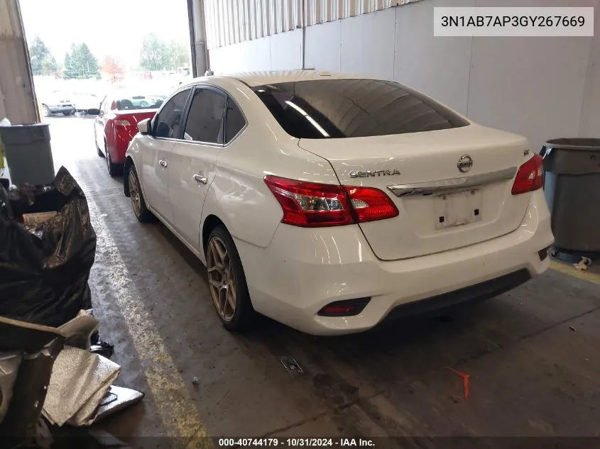 2016 Nissan Sentra Sv VIN: 3N1AB7AP3GY267669 Lot: 40744179