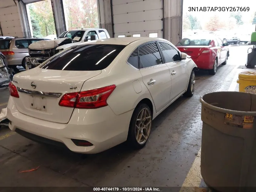 2016 Nissan Sentra Sv VIN: 3N1AB7AP3GY267669 Lot: 40744179