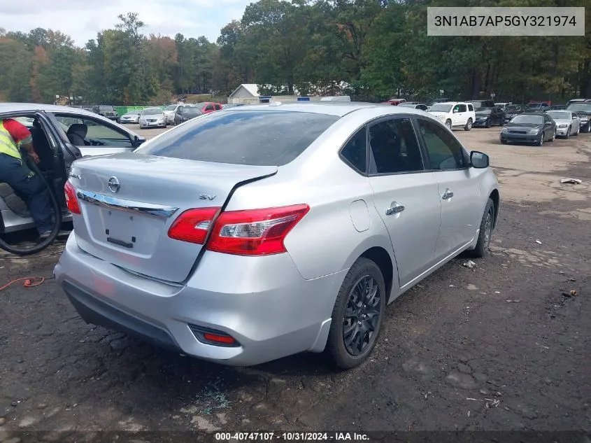 2016 Nissan Sentra Sv VIN: 3N1AB7AP5GY321974 Lot: 40747107