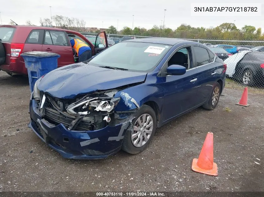 2016 Nissan Sentra S VIN: 3N1AB7AP7GY218782 Lot: 40753110