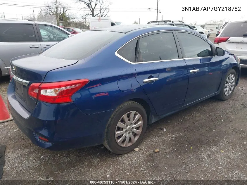 2016 Nissan Sentra S VIN: 3N1AB7AP7GY218782 Lot: 40753110