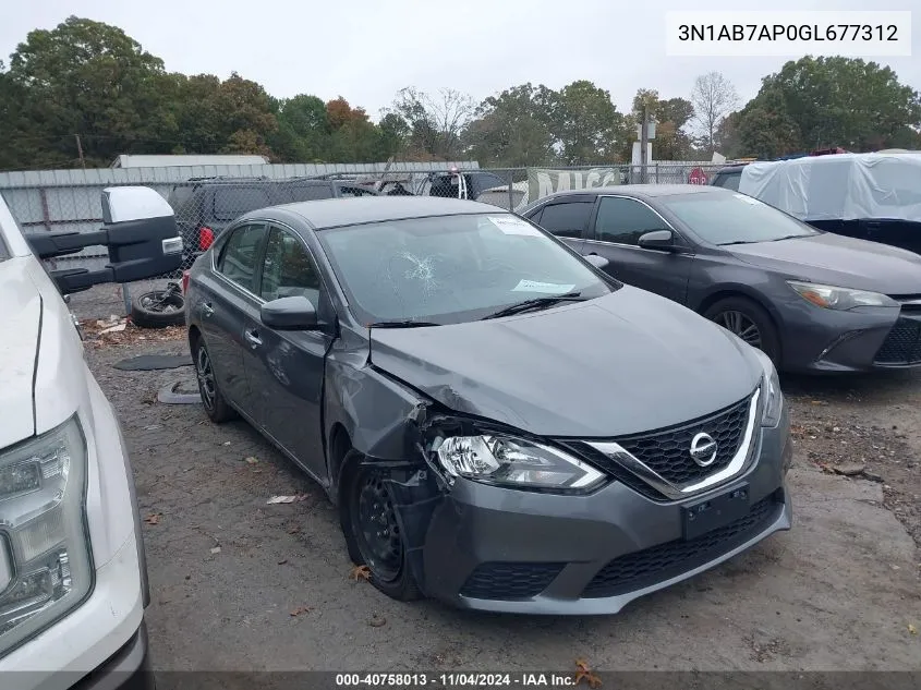 2016 Nissan Sentra Sv VIN: 3N1AB7AP0GL677312 Lot: 40758013