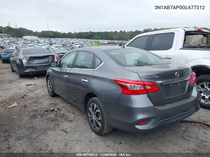 2016 Nissan Sentra Sv VIN: 3N1AB7AP0GL677312 Lot: 40758013