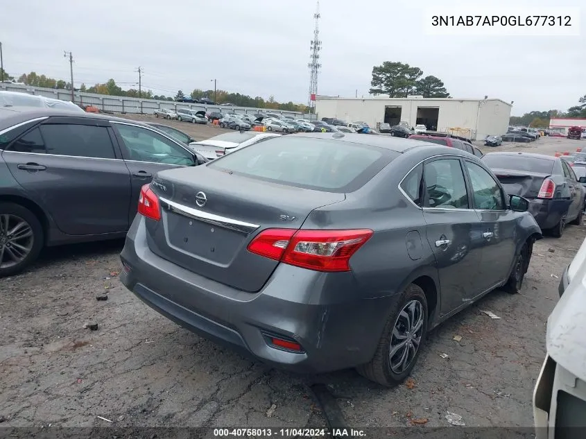 2016 Nissan Sentra Sv VIN: 3N1AB7AP0GL677312 Lot: 40758013