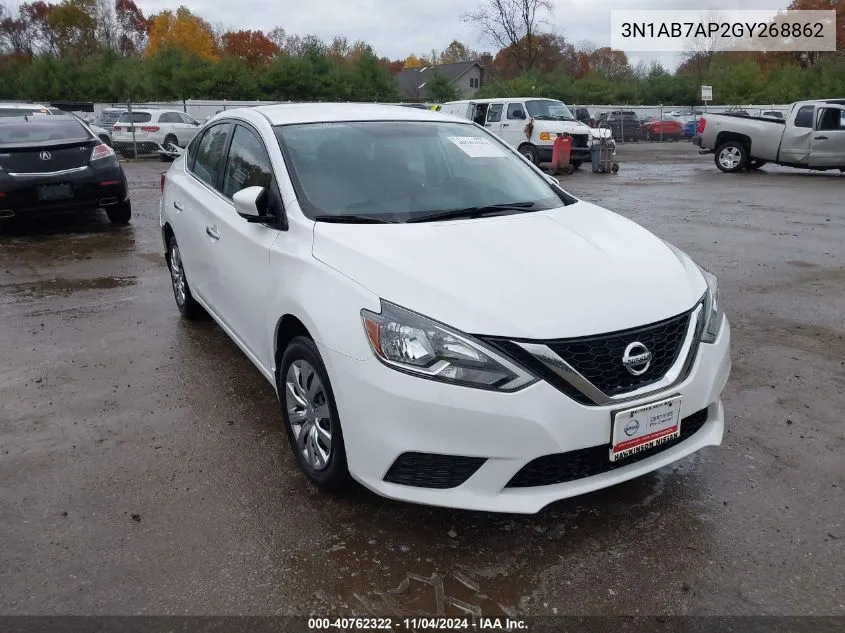 2016 Nissan Sentra Sv VIN: 3N1AB7AP2GY268862 Lot: 40762322