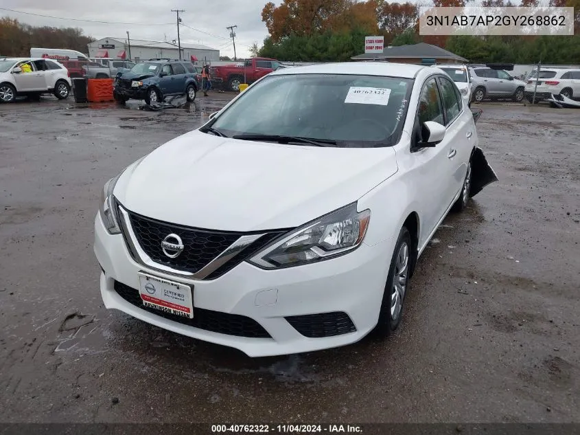 2016 Nissan Sentra Sv VIN: 3N1AB7AP2GY268862 Lot: 40762322