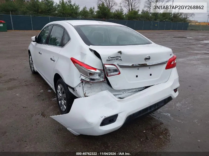 2016 Nissan Sentra Sv VIN: 3N1AB7AP2GY268862 Lot: 40762322