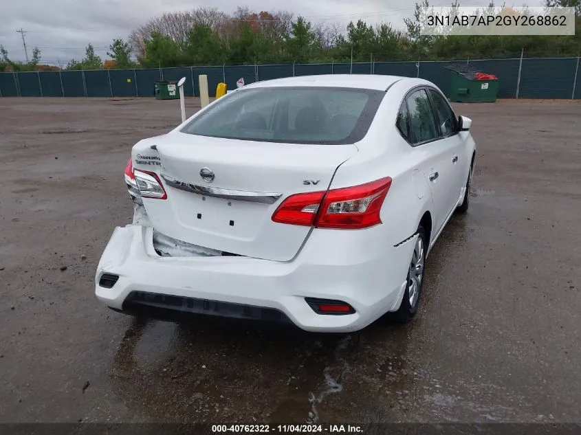 2016 Nissan Sentra Sv VIN: 3N1AB7AP2GY268862 Lot: 40762322