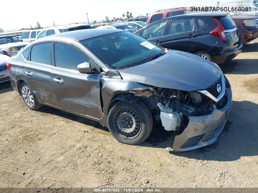 2016 Nissan Sentra Sv VIN: 3N1AB7AP6GL668081 Lot: 40767652