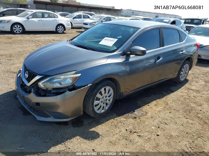 2016 Nissan Sentra Sv VIN: 3N1AB7AP6GL668081 Lot: 40767652