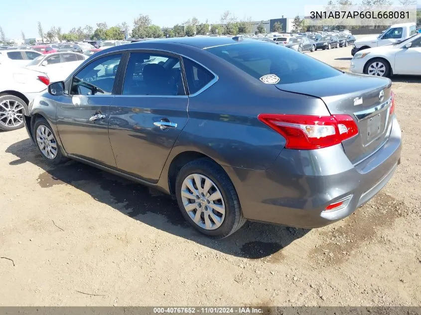 2016 Nissan Sentra Sv VIN: 3N1AB7AP6GL668081 Lot: 40767652