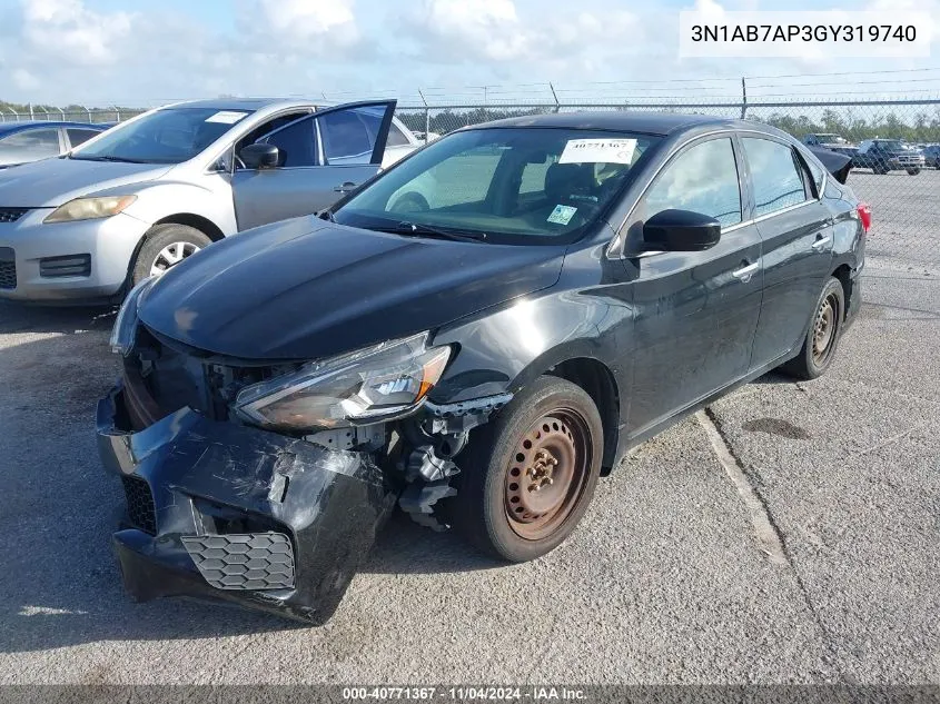 2016 Nissan Sentra S VIN: 3N1AB7AP3GY319740 Lot: 40771367