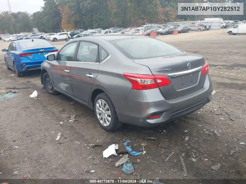 2016 Nissan Sentra Fe+ S/S/Sl/Sr/Sv VIN: 3N1AB7AP1GY282512 Lot: 40772678