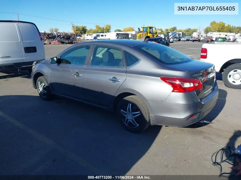 2016 Nissan Sentra Sv VIN: 3N1AB7AP7GL655405 Lot: 40773200