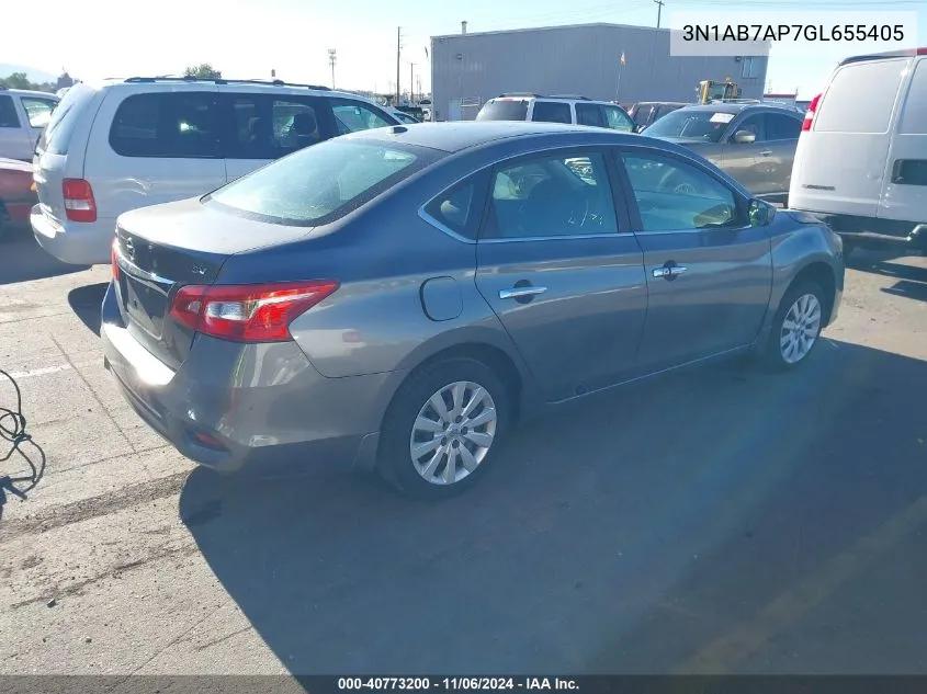 2016 Nissan Sentra Sv VIN: 3N1AB7AP7GL655405 Lot: 40773200