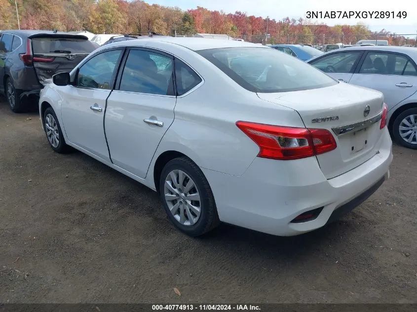 2016 Nissan Sentra Fe+ S/S/Sl/Sr/Sv VIN: 3N1AB7APXGY289149 Lot: 40774913