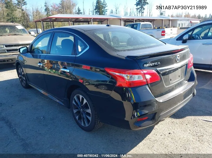 2016 Nissan Sentra Sr VIN: 3N1AB7AP3GY215989 Lot: 40780342