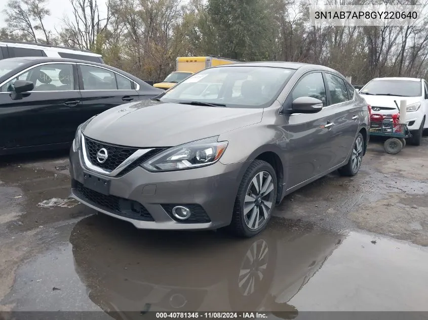 2016 Nissan Sentra Sl VIN: 3N1AB7AP8GY220640 Lot: 40781345