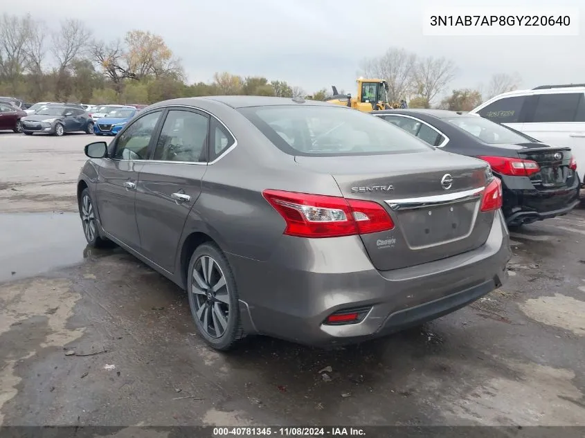 2016 Nissan Sentra Sl VIN: 3N1AB7AP8GY220640 Lot: 40781345