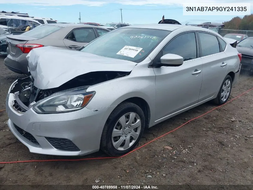 2016 Nissan Sentra Fe+ S/S/Sl/Sr/Sv VIN: 3N1AB7AP9GY241335 Lot: 40789958