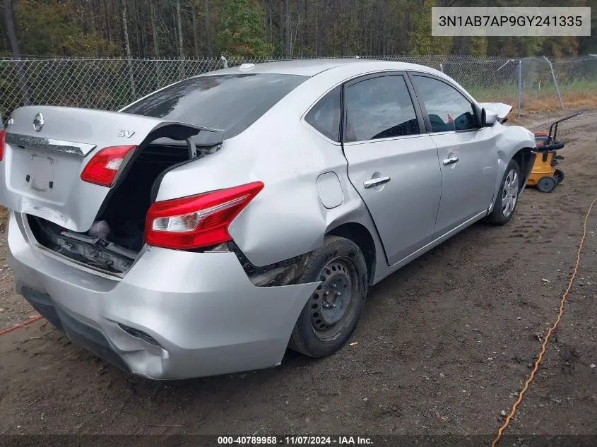 2016 Nissan Sentra Fe+ S/S/Sl/Sr/Sv VIN: 3N1AB7AP9GY241335 Lot: 40789958