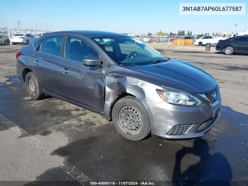 2016 Nissan Sentra Sv VIN: 3N1AB7AP6GL677587 Lot: 40800118