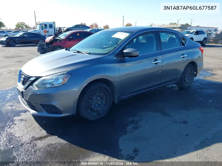 2016 Nissan Sentra Sv VIN: 3N1AB7AP6GL677587 Lot: 40800118